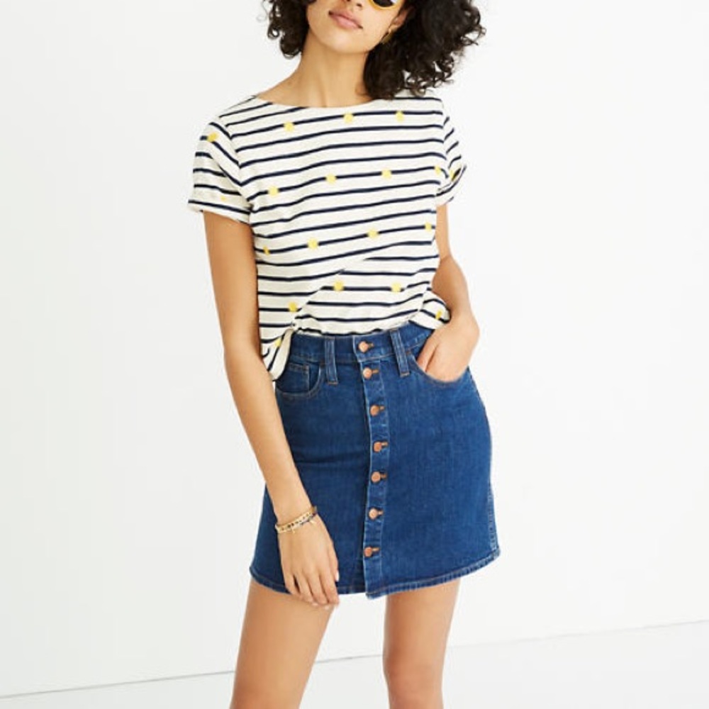 Madewell Stretch Denim Jean Straight Mini Skirt